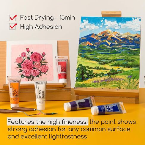 Meeden Heavy Body Paint Acrylic Paint - Basic 24 × 60 مل (2 أوقية) طلاء ملون للبالغين - دهانات غنية الصباغات لخشب الطين القماش in Kuwait