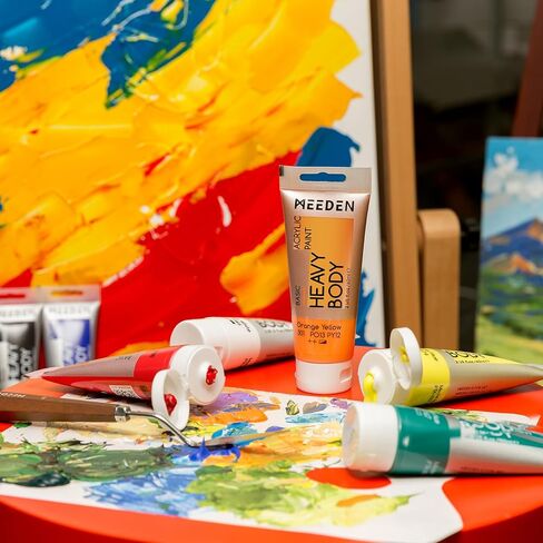 Meeden Heavy Body Paint Acrylic Paint - Basic 24 × 60 مل (2 أوقية) طلاء ملون للبالغين - دهانات غنية الصباغات لخشب الطين القماش in Kuwait