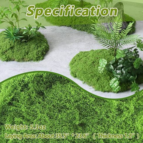 Potanro Faux Green Moss 5.3oz Artificial Fake Plant Moss for Potted Plants Indoor, Crafts, Planters, Bonsai Artifcial, DlY Floral Decorative Moss, Fairy Garden Wedding Table Centerpieces Decor in Saudi Arabia