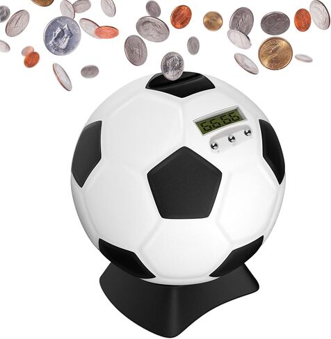 MOMMED Piggy Bank for Boys,Digital Bank,Soccer Ball Piggy Bank,Soccer Gifts for Boys,Coin Bank with Football Look,Coin Bank with Automatic LCD Display(Small) in Kuwait
