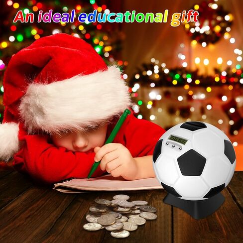 MOMMED Piggy Bank for Boys,Digital Bank,Soccer Ball Piggy Bank,Soccer Gifts for Boys,Coin Bank with Football Look,Coin Bank with Automatic LCD Display(Small) in Kuwait