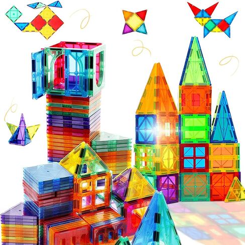 Magnetic Tiles, Magnetic Blocks Engineering Construction Vehicle Road Set, Toddler Toys for 3 4 5 Year Old Boys Girls Montessori Preschool Classroom Must Haves STEM Educational Kids Toys Birthday Gift in Saudi Arabia