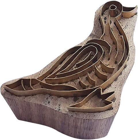 Royal Kraft Bird Brass Wooden Stamps لطباعة الكتلة على الطين ، الفخار ، النسيج BDTAG027 in Kuwait