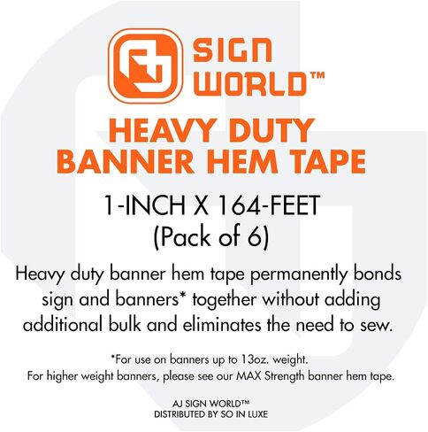 (Pack of 6 1" Heavy Duty Banner Hem Double Sided Permanent Tape (1-Inch x 164-Feet/55 Yard) in Kuwait