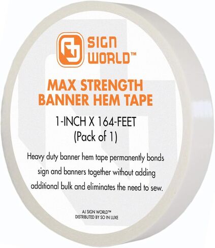 (Pack of 6 1" Heavy Duty Banner Hem Double Sided Permanent Tape (1-Inch x 164-Feet/55 Yard) in Kuwait