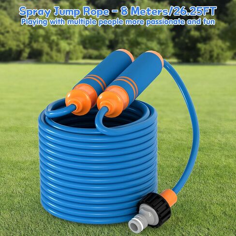 Sprinkler for Kids, Water Spray Jump Rope Outdoor Summer Toddler Toys for Ages 5-7, Multiplayer Toy, 8 Meters/26.25FT, 12 Water Jets The Ideal Gift for Child Safely Play The Water in Summer(Blue) in Saudi Arabia