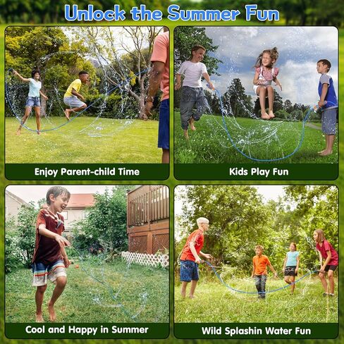 Sprinkler for Kids, Water Spray Jump Rope Outdoor Summer Toddler Toys for Ages 5-7, Multiplayer Toy, 8 Meters/26.25FT, 12 Water Jets The Ideal Gift for Child Safely Play The Water in Summer(Blue) in Saudi Arabia