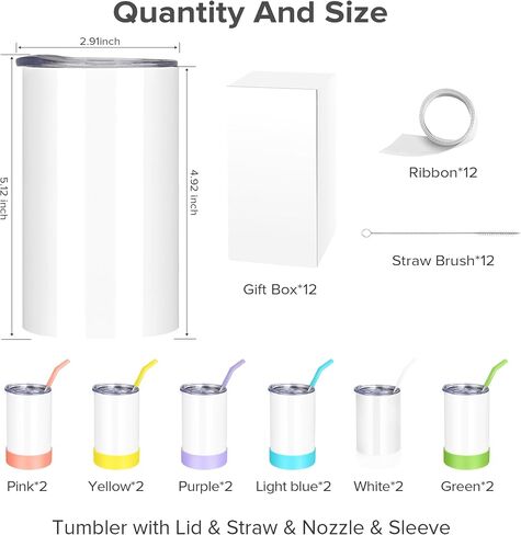 FASTSUB Kids Sublimation Tumbler 12 oz Blanks Cups Stainless Steel Double Wall Vacuum Insulated with Lid and Straw Nozzle Silicone Cover Gifts for Heat Press Transfer White 12 Pack in Saudi Arabia
