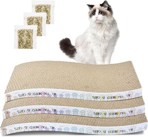 3 Pack Cardboard Cat Scratcher Pads Cat Scratching Board for Indoor Cats 17"Lx8.3"Wx1"H Dual-Side Corrugated Cat Scratching Post Reusable Cat Supplies in Saudi Arabia