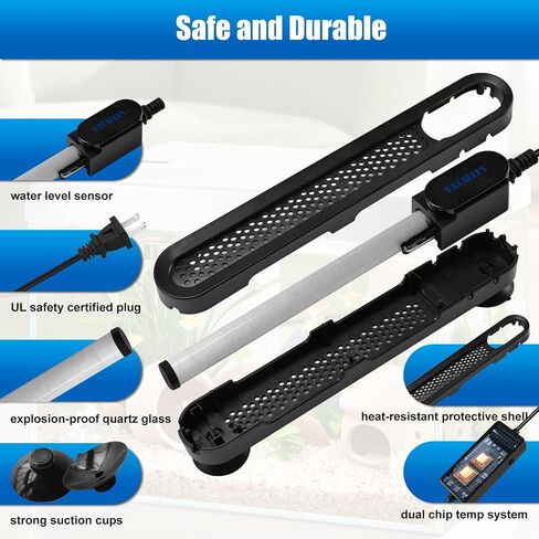 Submersible Aquarium Heater for Fish Tank: 200W/300W/500W Fishtank Heaters with Dual Temperature Digital LED Display - Overheating and Off-Water Protection for 75-120 Gallon in Saudi Arabia