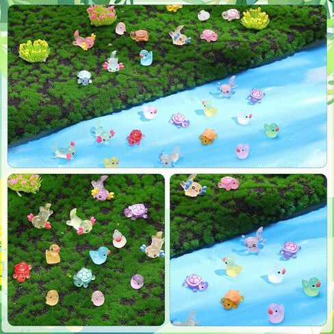 Barydat 200 pcs حيوانات راتنج ميني مضيئة أشكال دلفين بطة صغيرة من Axolot Dolphin لإخفاء التوهج في التماثيل الحيوانية المظلمة لبيض عيد الفصح ديكور ديكور المناظر الطبيعية حديقة السمك (أسلوب لطيف) in Kuwait