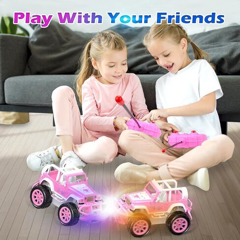 Qizebaby Remote Control Pink Car for Girls, RC Toy Car for Toddlers Age 3+, Rechargeable Off-Road Princess Vehicle Toy Truck with Light, Truck Toys for 3 4 5 6+ Girls Kids Birthday Toy Gift in Saudi Arabia