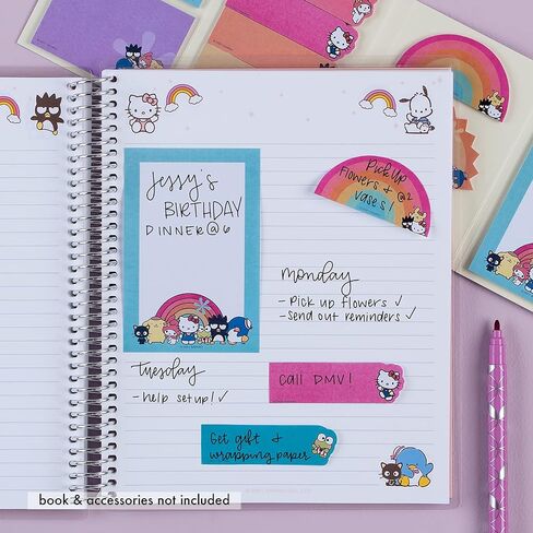 Erin Condren Hello Kitty and Friends Sticky Note Booklet, Set Reminders, Flag Pages, and Take Notes in Style, 11 Pads, 20 Sheets Each, 220 Sticky Notes Total in Saudi Arabia