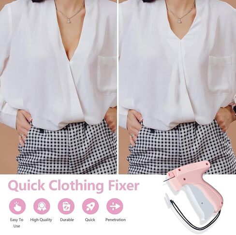 Quickly Clothing Fixer, Mini Stitch Tagging Gun for Clothing Quilt Fixation Comes with 5 Needles、500 Black & 500 White 5mm Mini Fasteners, Stitch Gun for Clothes Instant Button Garment Connector in Saudi Arabia