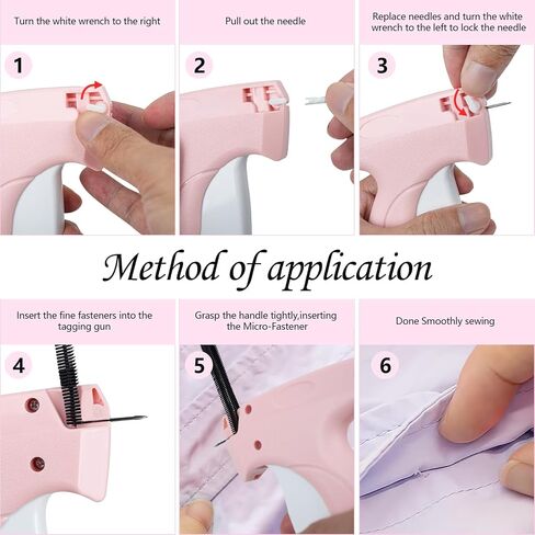 Quickly Clothing Fixer, Mini Stitch Tagging Gun for Clothing Quilt Fixation Comes with 5 Needles、500 Black & 500 White 5mm Mini Fasteners, Stitch Gun for Clothes Instant Button Garment Connector in Saudi Arabia