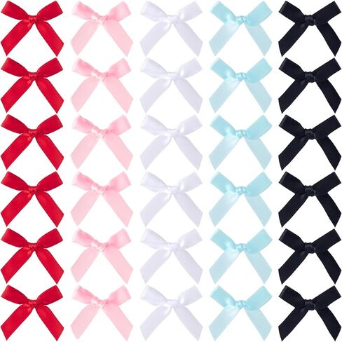40pcs Mini Pink Ribbon Bows, Small Satin Ribbon Bow, Cute Soft Bowknot Sewing Accessories for Flowers Bakery Wrapping Christmas Wedding Birthday Party Decoration- 2 Styles in Kuwait
