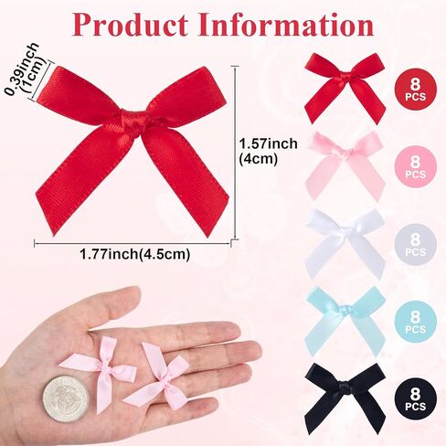 40pcs Mini Pink Ribbon Bows, Small Satin Ribbon Bow, Cute Soft Bowknot Sewing Accessories for Flowers Bakery Wrapping Christmas Wedding Birthday Party Decoration- 2 Styles in Kuwait