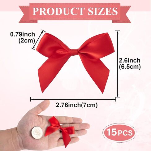 15pcs Mini Gift Wrap Bows, Self-Adhesive Small Satin Ribbon Crafts Bow, Premade Tiny Bowknot for Christmas Wedding Birthday Party Decoration Flowers Cookies Gift Wrapping- Beige in Kuwait