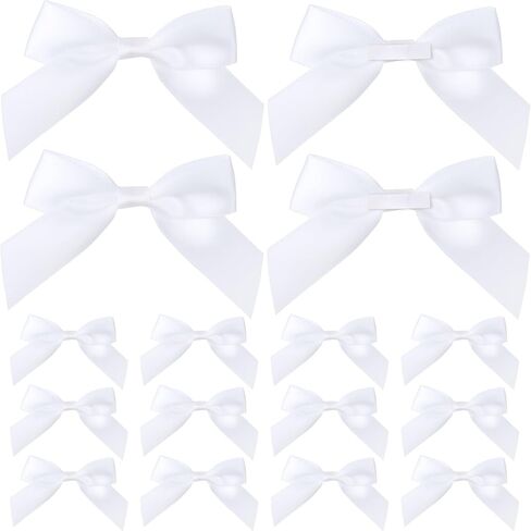 15pcs Mini Gift Wrap Bows, Self-Adhesive Small Satin Ribbon Crafts Bow, Premade Tiny Bowknot for Christmas Wedding Birthday Party Decoration Flowers Cookies Gift Wrapping- Beige in Kuwait
