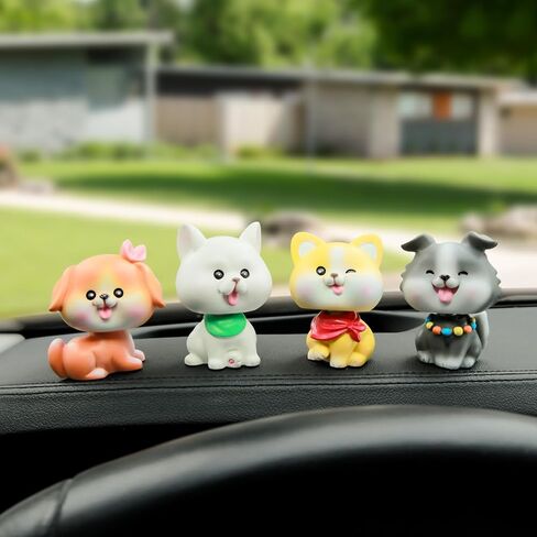 Bobble Head Dogs for Car Dashboard, Cute Puppy Ornament Figrines, Mini Shaking Head Dogs Decoration, Nodding Doggy Figures Gift for Car Home Office Desk(Border Collie) in Kuwait