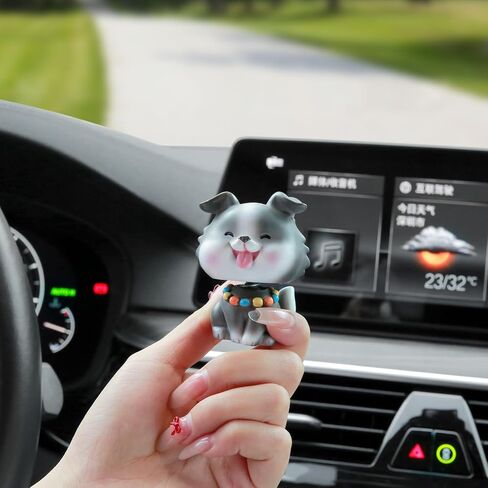 Bobble Head Dogs for Car Dashboard, Cute Puppy Ornament Figrines, Mini Shaking Head Dogs Decoration, Nodding Doggy Figures Gift for Car Home Office Desk(Border Collie) in Kuwait