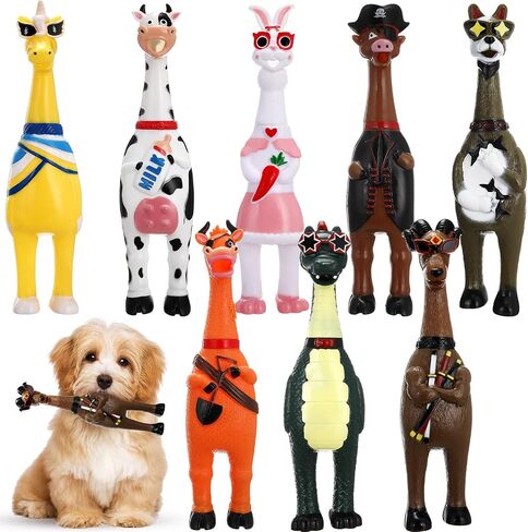 8 Pcs Rubber Chicken Dog Toy Large Squeaky Screaming Chicken Dog Rubber Squeeze Squeaky Prank Noise Maker Chew Toy for Pets, 6 Styles Mixed in Kuwait