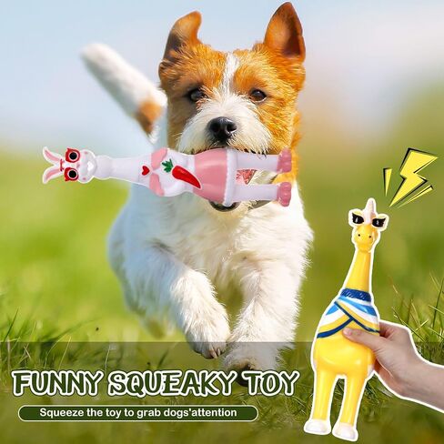 8 Pcs Rubber Chicken Dog Toy Large Squeaky Screaming Chicken Dog Rubber Squeeze Squeaky Prank Noise Maker Chew Toy for Pets, 6 Styles Mixed in Kuwait