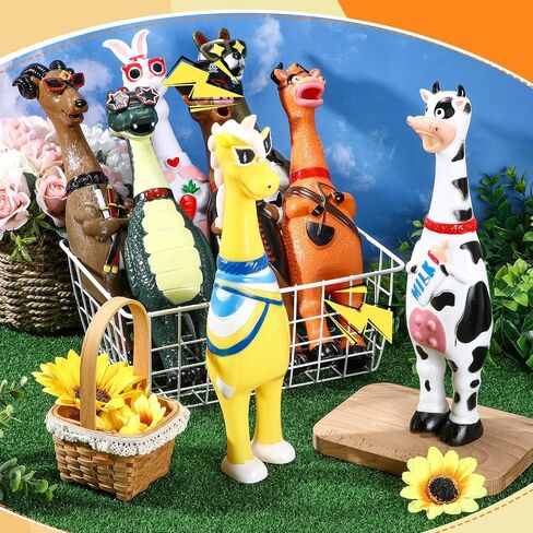 8 Pcs Rubber Chicken Dog Toy Large Squeaky Screaming Chicken Dog Rubber Squeeze Squeaky Prank Noise Maker Chew Toy for Pets, 6 Styles Mixed in Kuwait