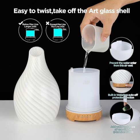 موزع روائح العلاج العطري على شكل جمجمة الهالوين ثلاثي الأبعاد من الزجاج بالموجات فوق الصوتية برائحة الرذاذ البارد ومرطب الزيوت العطرية مع رذاذ متقطع وLED 7 مصابيح ليلية متغيرة ملونة لغرفة النوم والمكتب وديكور المنزل in Kuwait