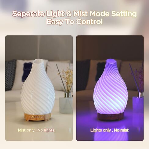 موزع روائح العلاج العطري على شكل جمجمة الهالوين ثلاثي الأبعاد من الزجاج بالموجات فوق الصوتية برائحة الرذاذ البارد ومرطب الزيوت العطرية مع رذاذ متقطع وLED 7 مصابيح ليلية متغيرة ملونة لغرفة النوم والمكتب وديكور المنزل in Kuwait