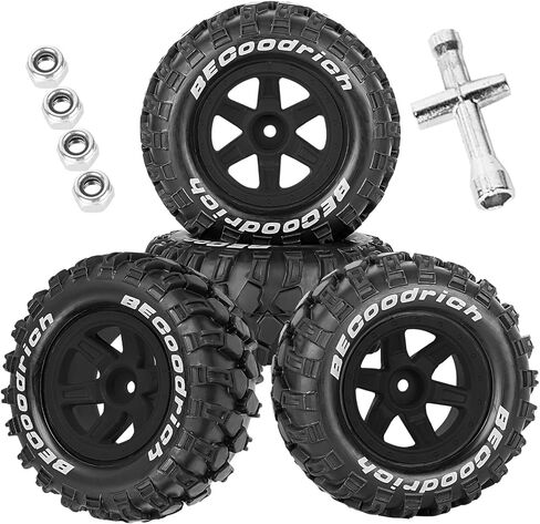 RC عجلات وإطارات على الطريق Monster Truck Trx E-Revo Summit HPI Savagegt-2xs Redcat Volcano-16 for 1/12 1/14 1/16 E-Revo MJXRC 16208 16209 16210 ، RC Blastic Wheels ، Black in Kuwait