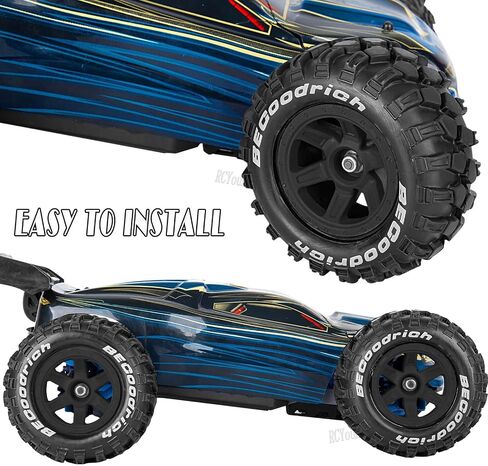 RC عجلات وإطارات على الطريق Monster Truck Trx E-Revo Summit HPI Savagegt-2xs Redcat Volcano-16 for 1/12 1/14 1/16 E-Revo MJXRC 16208 16209 16210 ، RC Blastic Wheels ، Black in Kuwait