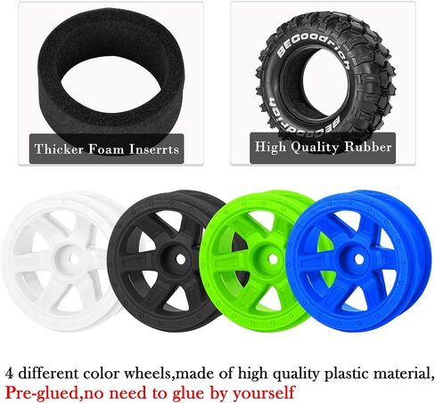 RC عجلات وإطارات على الطريق Monster Truck Trx E-Revo Summit HPI Savagegt-2xs Redcat Volcano-16 for 1/12 1/14 1/16 E-Revo MJXRC 16208 16209 16210 ، RC Blastic Wheels ، Black in Kuwait