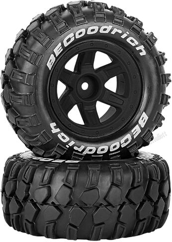 RC عجلات وإطارات على الطريق Monster Truck Trx E-Revo Summit HPI Savagegt-2xs Redcat Volcano-16 for 1/12 1/14 1/16 E-Revo MJXRC 16208 16209 16210 ، RC Blastic Wheels ، Black in Kuwait
