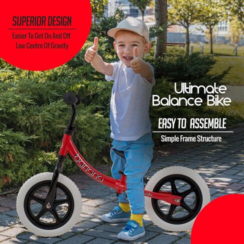 banana bike GT Balance Bike - Lightweight No Pedal Push Bike for Toddlers Ages 2-4 - Adjustable Handlebar and Seat, Aluminum Frame, Air Tires - Ideal Training Bike for Kids - Red, 33x18x24 Inches in Saudi Arabia