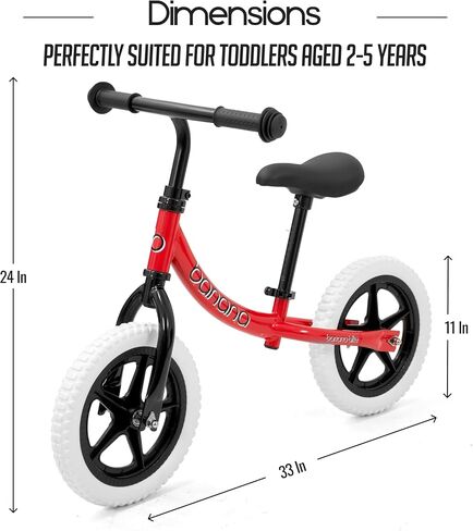 banana bike GT Balance Bike - Lightweight No Pedal Push Bike for Toddlers Ages 2-4 - Adjustable Handlebar and Seat, Aluminum Frame, Air Tires - Ideal Training Bike for Kids - Red, 33x18x24 Inches in Saudi Arabia
