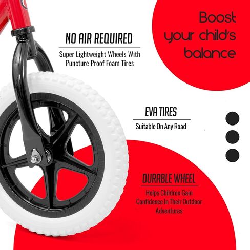banana bike GT Balance Bike - Lightweight No Pedal Push Bike for Toddlers Ages 2-4 - Adjustable Handlebar and Seat, Aluminum Frame, Air Tires - Ideal Training Bike for Kids - Red, 33x18x24 Inches in Saudi Arabia