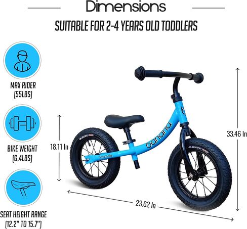 banana bike GT Balance Bike - Lightweight No Pedal Push Bike for Toddlers Ages 2-4 - Adjustable Handlebar and Seat, Aluminum Frame, Air Tires - Ideal Training Bike for Kids - Red, 33x18x24 Inches in Saudi Arabia