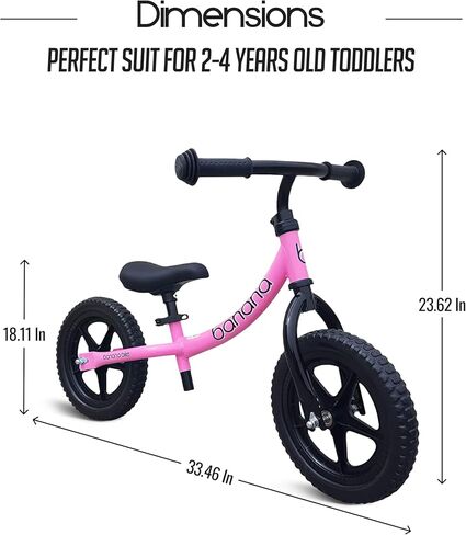 دراجة Banana Bike GT Balance Bike - خفيفة الوزن لا توجد دراجة دفع للدواسة للأطفال الصغار الذين تتراوح أعمارهم بين 2 و 4 - مقود قابل للتعديل ومقعد ، إطار من الألمنيوم ، إطارات الهواء - دراجة تدريب مثالية للأطفال - أحمر ، 33 × 18 × 24 بوصة in Kuwait