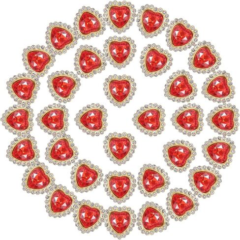 PATIKIL 16mm Heart Sew on Rhinestones, 60 Pcs Rhinestone Sequin Embellishments Crystal Glass Metal Base Flower Claw Rhinestones for Bedazzling Crafting Clothes, Light Pink in Saudi Arabia