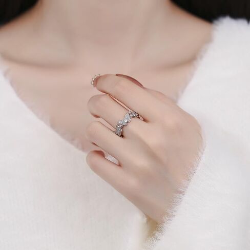 Sdouefos Butterfly Sterling Silver Zirconia Adjustable Ring 14K Gold Plated Sparkly Vintage Wrap Rhinestone Statement Adjustable Finger Ring Jewelry Accessories Gold in Saudi Arabia