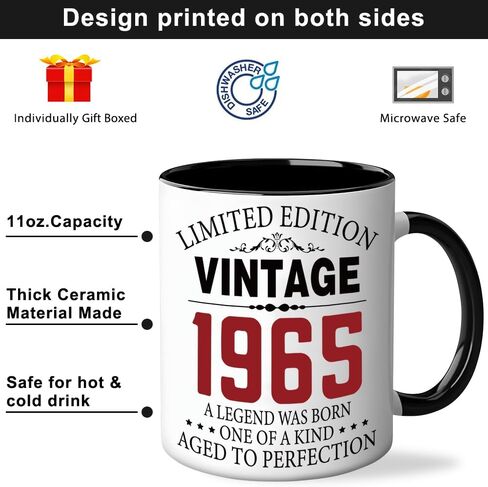 Quimoy 60th Birthday Gifts Women Men, 60 Year Old Gift, 1965 Birthday Gifts for Her Him, 60th Gift, 1965 Coffee Mug-11 Ounces in Kuwait