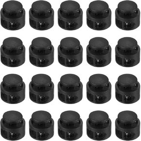 M METERXITY 60 Pack Plastic Spring Cord Locks - Round Stopper Fastener Spring Cord Toggle Clasps, Apply to Drawstrings Bags Shoelaces (14x14x14mm, Black)