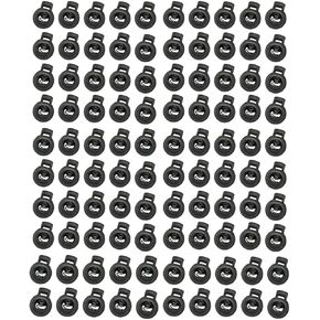 100pcs أقفال الحبل البلاستيكي الأسود ، تبديل الحبل الربيعي ، مقطع رسم سلسلة ، أزرار سدادات تبديل الربيع للرسومات ، الحقائب ، تعديل القناع ، الملابس ، paracord (كرة واحدة)
