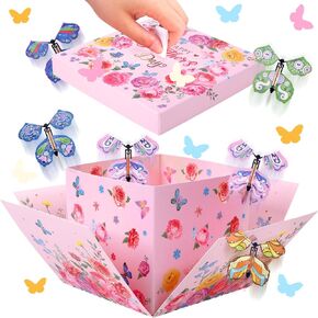 صندوق هدايا Butterfly Butterfly Butterfly ، Flower DIY مفاجأة فريدة من نوعها ، صندوق هدايا الفراشة الطائر لأعياد الميلاد ، الزفاف ، الذكرى السنوية ، عيد الأم