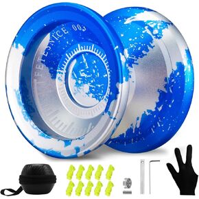Fetesnice yoyo 002 Yoyo احترافية للأطفال 8-12 والكبار ، والمعادن Yo-yo غير مستجيب/مستجيب يويو ، يويو الفراشة مع حقيبة ، قفاز ، 10 سلاسل يو يو ، ومجموعات تحمل (أرجوانية)