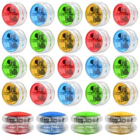 Katchon ، متعدد الألوان ، يضيء يويوس - حزمة 24 | LED Yoyos ، Carnival Party Favors | هدايا رياض الأطفال للأطفال | تفضيلات الحفلات البلاستيكية في عيد ميلاد ، الفصل | لوازم الحفلات الإضاءة