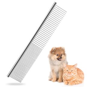 مشط PET من الفولاذ المقاوم للصدأ مع الأطراف المستديرة ، أمشاط الكلاب المعدنية لإعادة تجهيزات الكلاب المحترفة الكلاب بفرشاة DETANGLER