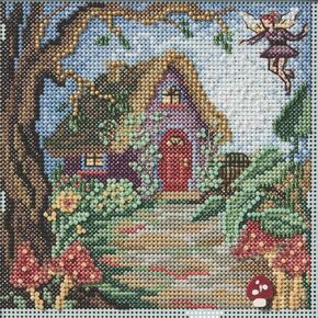 Mill Hill Fairy House House Cross Cross Stitch Kit Butons & Beads 2025 Spring Series MH142514 ، 5.25 × 5.25 بوصة ، متعددة