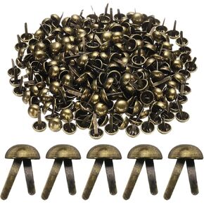 Harfington 500pcs Brads Paper Hackers ، 10mm × 17 مم الحرف الورقية المعدنية ، دبابيس صغيرة مستديرة من النحاس